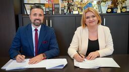 Renata Szwed i prezydent Michał Litwiniuk 