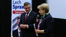 Lech Sprawka, wojewoda lubelski i kandydat Prawa i Sprawiedliwości w wyborach do Senatu RP z żoną Ewą Dumkiewicz-Sprawką 