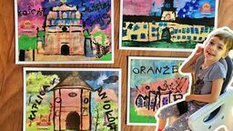 Na zdjęciu Ania i pocztówki, które namalowały dzieci 