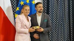 Minister Barbara Nowacka i prezydent Michał Litwiniuk