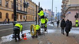 Prace na skrzyżowaniu Krakowskiego Przedmieścia i ul. Wieniawskiej