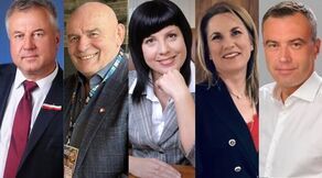 "1" do Sejmiku z Okręgu 4, obejmującego Chełm i powiaty: chełmski, krasnostawski, łęczyński, świdnicki i włodawski. Od lewej: Bogusław Waldemar Domański (Konfederacja), Waldemar Białowąs (Platforma Obywatelska), Agata Fisz (Lewica), Kamila Grzywaczewska (Prawo i Sprawiedliwość) oraz Andrzej Romańczuk (PSL - Trzecia Droga)