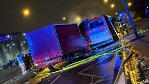 Pożar autobusu i dostawczaka