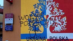 Mural autorstwa Iryny Martyn został odsłonięty we wrześniu 2022 roku na ścianie budynku przy ul. Peowiaków w Zamościu. Komuś najwyraźniej zaczął przeszkadzać