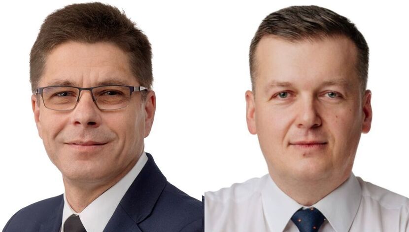 Krzysztof Paśnik (z prawej) nadal będzie burmistrzem Lubartowa, pokonał różnicą ... głosów Tadeusza Małyskę. 