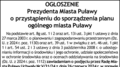 Ogłoszenie Prezydenta Miasta Puławy