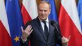 Premier Donald Tusk podczas briefingu prasowego na lotnisku Okęcie w Warszawie, przed wylotem do Paryża, gdzie weźmie udział w nieformalnym spotkaniu nt. sytuacji w Ukrainie i bezpieczeństwa w Europie