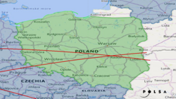 Prognozowane przez Polską Agencję Kodsmoczną trajektorie przelotu sondy COSMO 482 nad Polska w dniu 10 maja