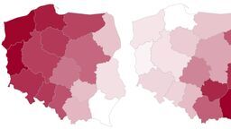Z lewej poparcie dla Rafała Trzaskowskiego, z prawej dla Karola Nawrockiego