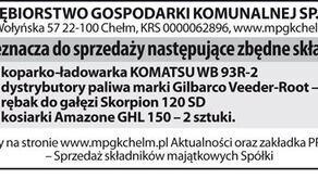 komunikat Miejskiego Przedsiębiorstwa Gospodarki Komunalnej w Chełmie
