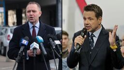 Z lewej Karol Nawrocki, z prawej Rafał Trzaskowski