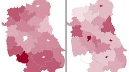 Po lewej poparcie dla Karola Nawrockiego, po prawej dla Rafała Trzaskowskiego