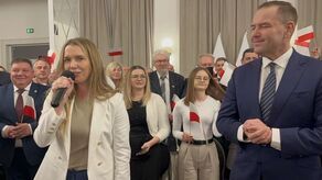 Karol Nawrocki podczas spotkania z wyborcami w Zamościu. Wtedy o aferze z jego mieszkaniami nikt jeszcze nie myślał