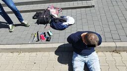 Złodziej tuż po zatrzymaniu przez policjantów z Lublina