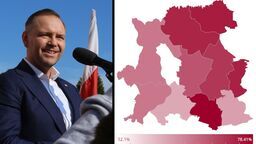 Rozkład poparcia dla Karola Nawrockiego w gminach powiatu puławskiego