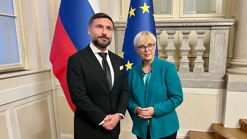 Pani prezydent Słowenii Nataša Pirc Musar (z prawej) i Konsul Honorowy Słowenii w Lublinie Tomasz Kalinowski (z lewej)