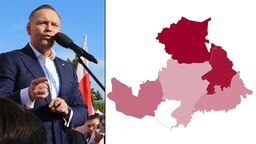 Rozkład poparcia dla Karola Nawrockiego w powiecie ryckim. Najmniejsze było w Dęblinie