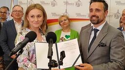 Prezydent Michał Litwiniuk (PO) z zastępczynią Justyną Gorczycą 