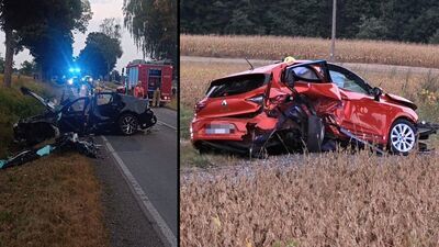 Wypadek na DK 74. Droga jest zablokowana. Cztery osoby poszkodowane