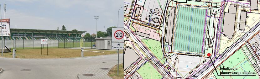 Lokalizacja napisu- na parkingu przy stadionie