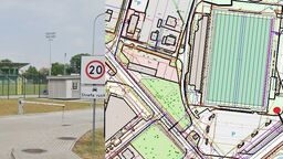 Lokalizacja napisu- na parkingu przy stadionie