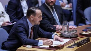 Wicepremier, minister spraw zagranicznych RP Radosław Sikorski podczas nadzwyczajnego posiedzenia Rady Bezpieczeństwa ONZ w Nowym Jorku