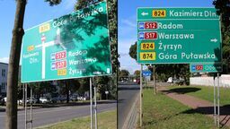 To pierwsze tablice drogowe w Puławach, które uwzględniają otwarcie ekspresowej obwodnicy, do którego doszło w 2018 roku