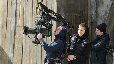 Zdjęcie z planu zdjęciowego filmu "Przysięga Ireny" kręconego w Lublinie