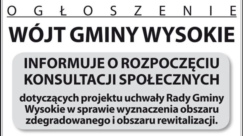 Ogłoszenie Wójta Gminy Wysokie