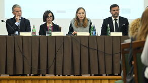 Katarzyna Pełczyńska-Nałęcz na konferencji prasowej w Zamościu