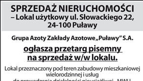 Sprzedaż nieruchomości Grupa Azoty Zakłady Azotowe w Puławach