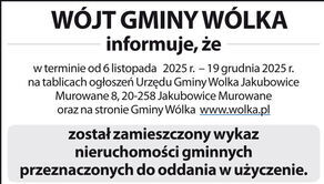 Informacja Wójta Gminy Wólka