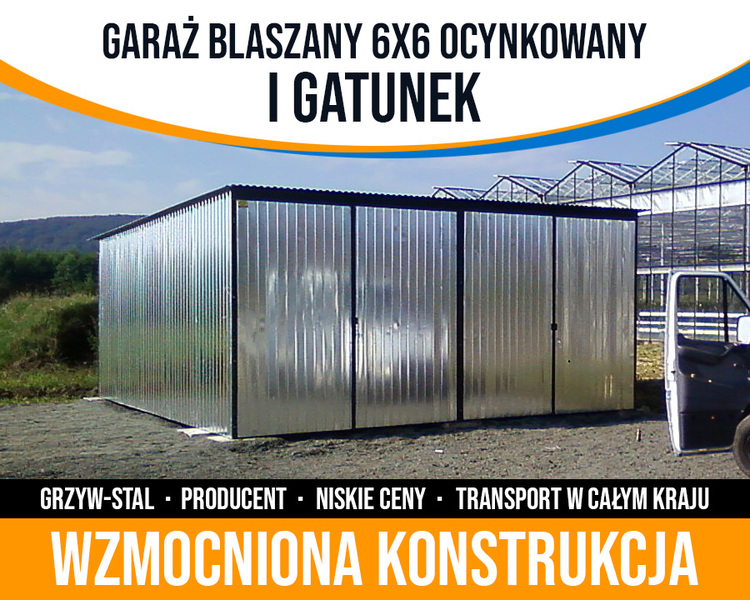Garaż blaszany blaszak 6x6 blacha ocynkowana garaże dwustanowiskowe
