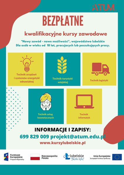 Bezpłatne Kursy Kwalifikacyjne dla mieszkańców województwa lubelskiego